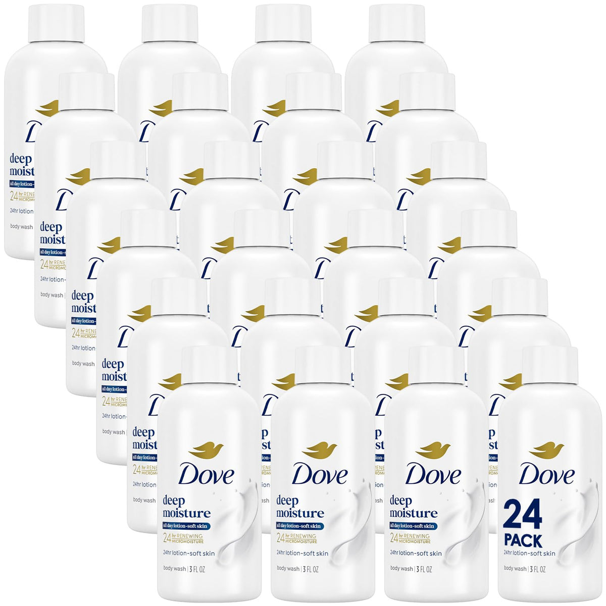Dove Deep Moisture Body Wash travel-size 3 oz bottle front view