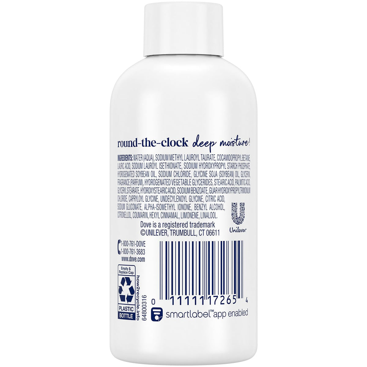 Dove Deep Moisture Body Wash travel-size 3 oz bottle side view