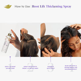 Dove Density support Thickening Spray being applied to hair