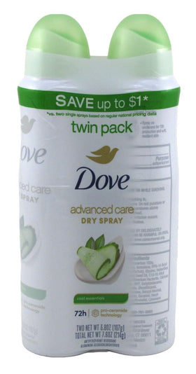 Dove Deodorant Dry Spray Advanced Care Cool Essentials packaging details