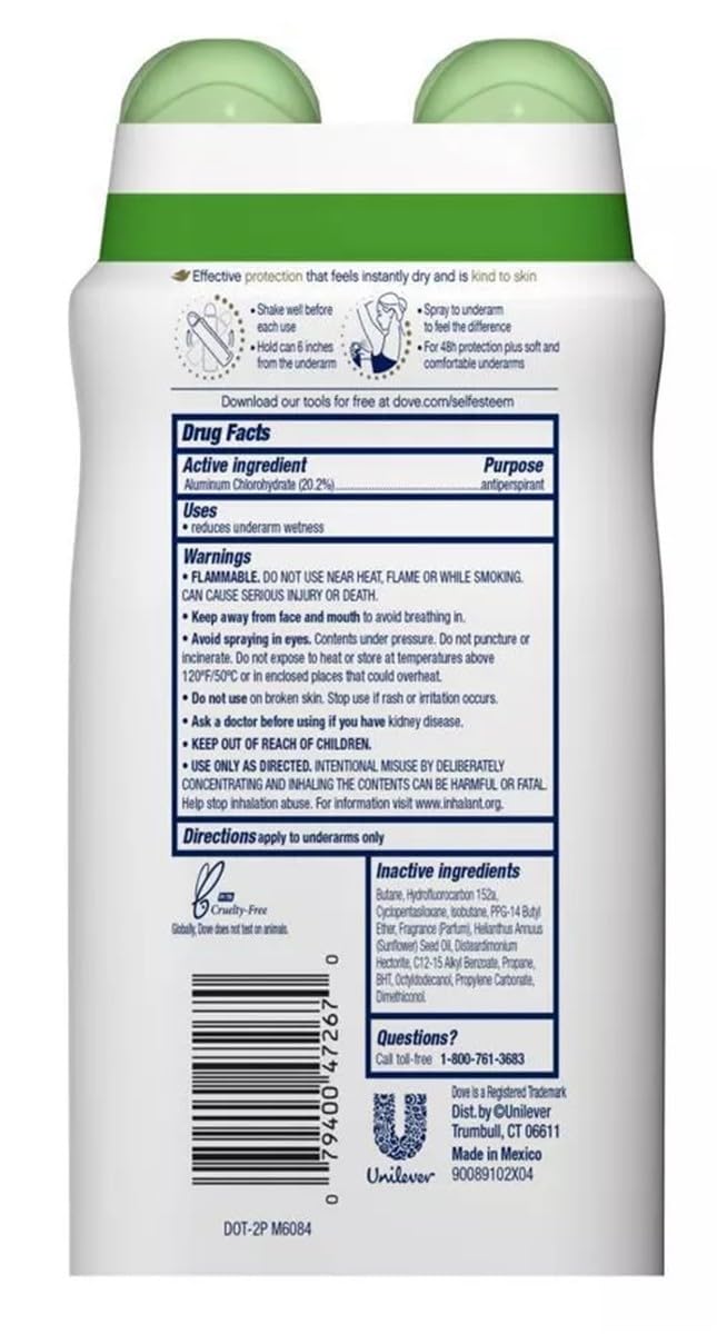 Dove Deodorant Dry Spray Advanced Care Cool Essentials twin pack side view