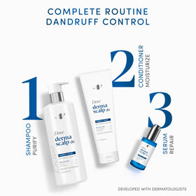 Dove Derma Scalp Dandruff Relief Shampoo 16 fl oz in a bathroom setting