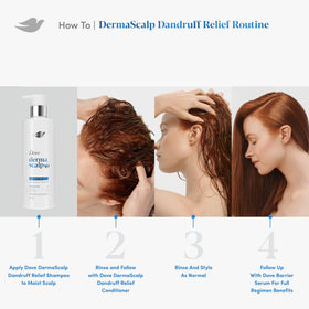 Dove Derma Scalp Dandruff Relief Shampoo 16 fl oz with a model using it
