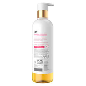 Dove Dewy Shower Oil Body Wash back view showing ingredients list