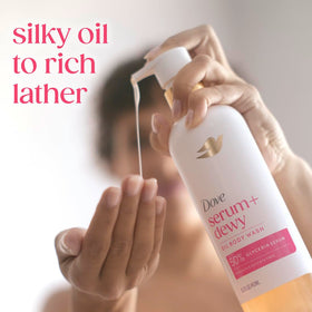 Dove Dewy Shower Oil Body Wash close-up of the bottle