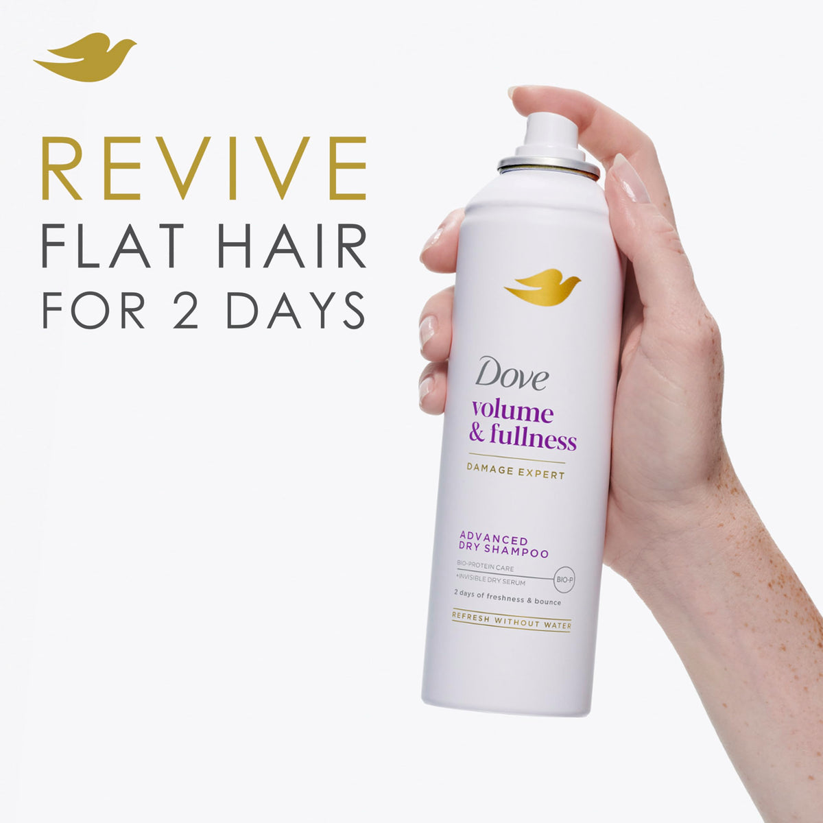 Dove Dry Shampoo Spray showing volumizing effect