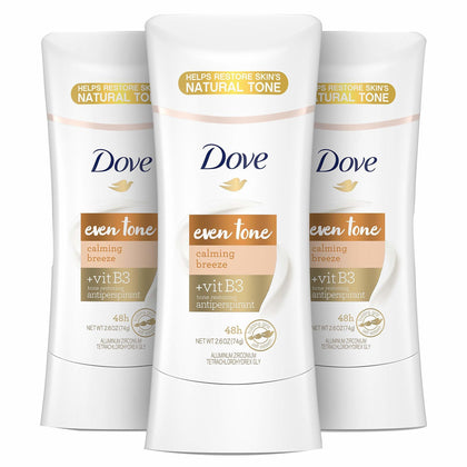 Dove Even Tone Antiperspirant Deodorant Stick 3 Count packaging front view