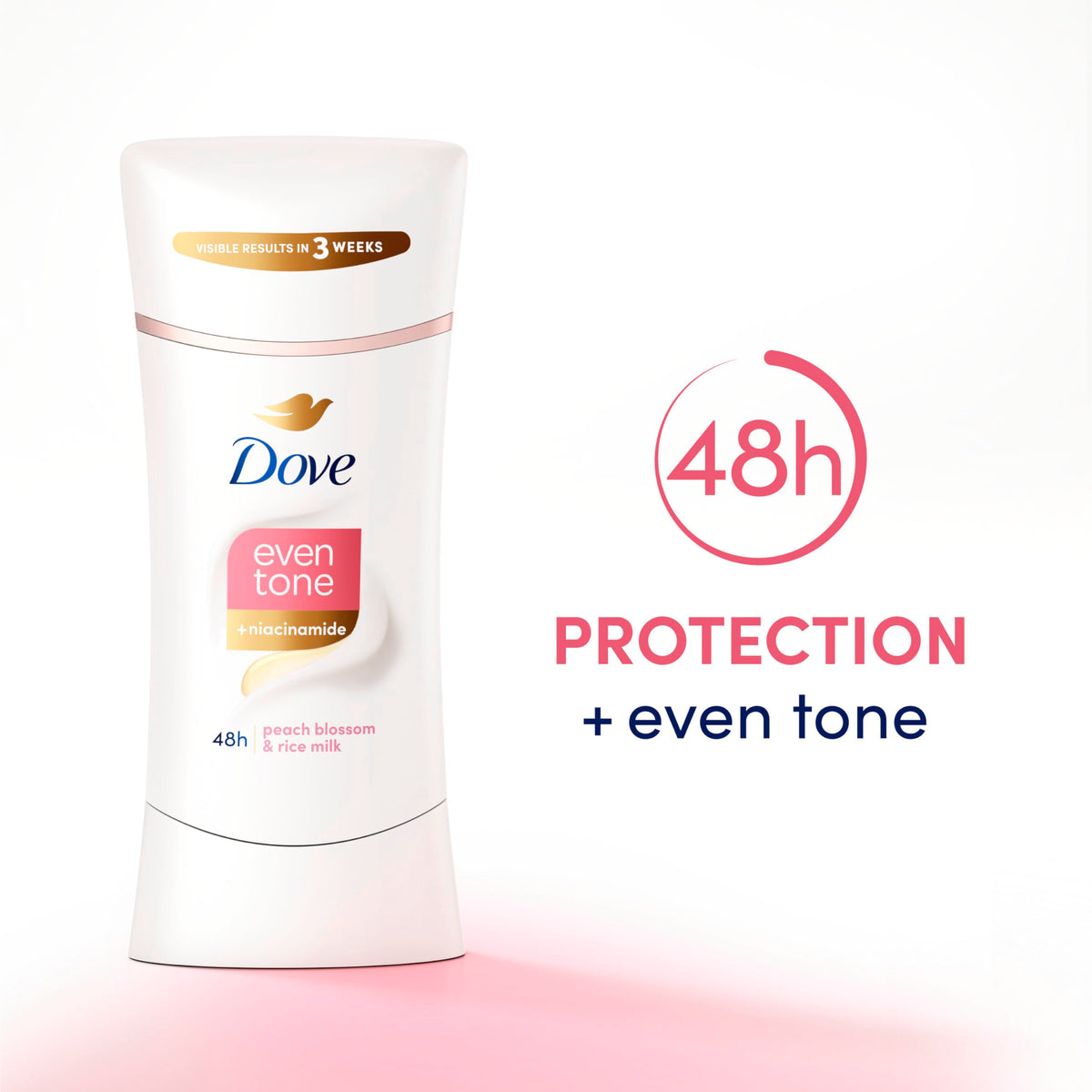 Dove Even Tone Antiperspirant Deodorant Stick Peach Blossom application