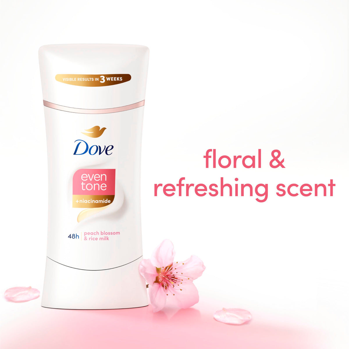 Dove Even Tone Antiperspirant Deodorant Stick Peach Blossom side view
