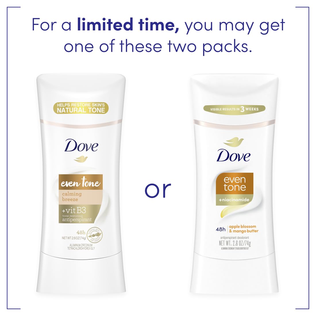 Dove Even Tone Antiperspirant Stick showing smooth glide application