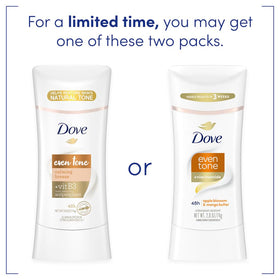 Dove Even Tone Antiperspirant Stick showing smooth glide application