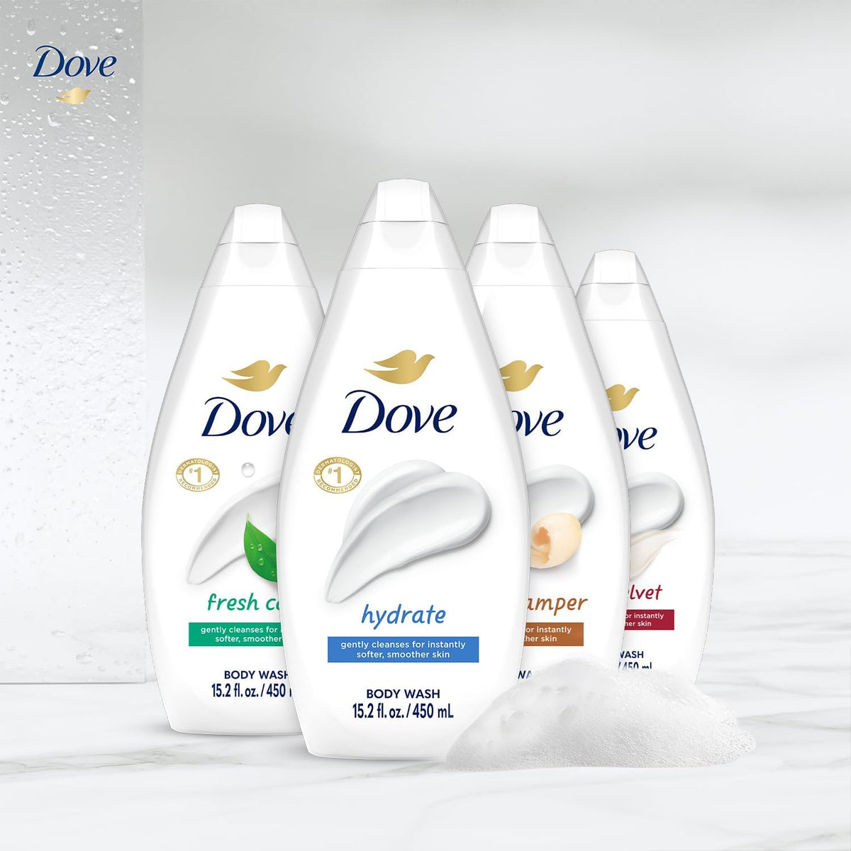 Dove Fresh Care body wash bottle from the variety pack