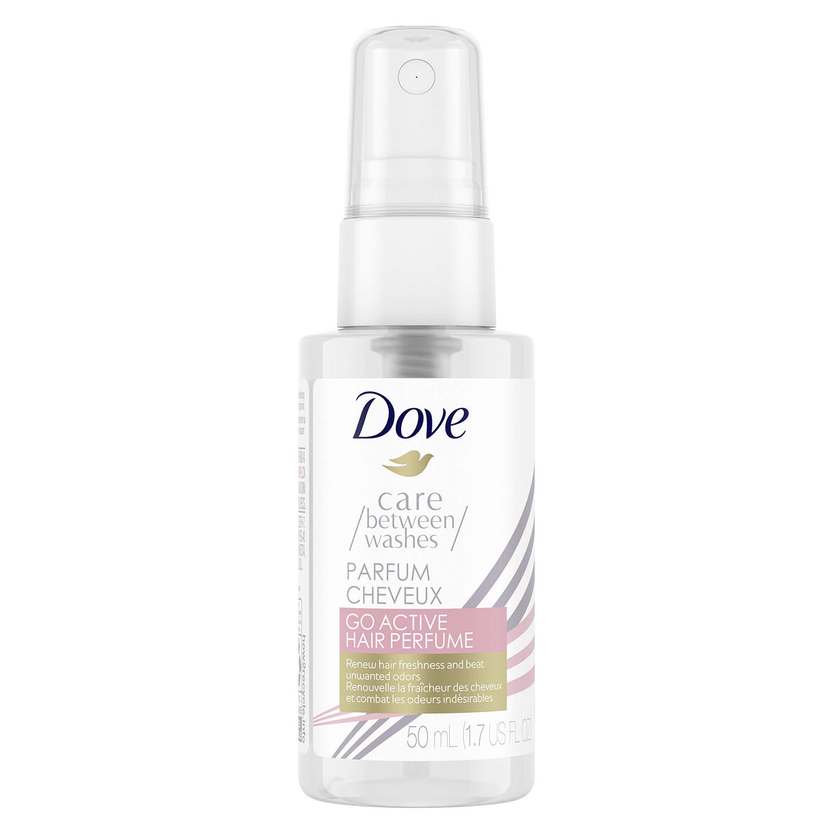 Dove Hair Perfume 1.7 oz front view with white tea and jasmine scent