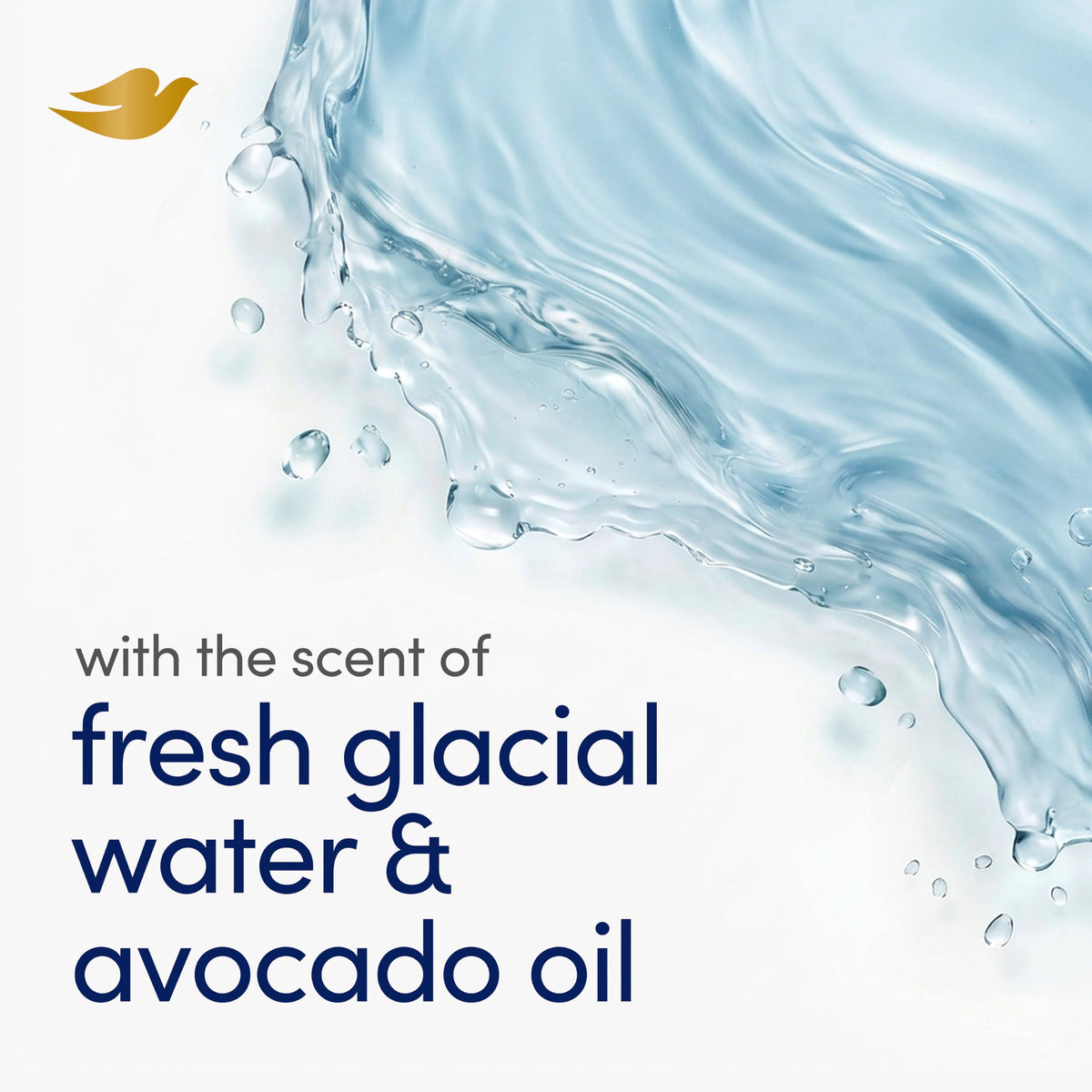 Dove Hydrating Beauty Bar Soap close-up of glacial water and avocado oil