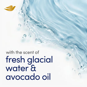 Dove Hydrating Beauty Bar Soap close-up of glacial water and avocado oil