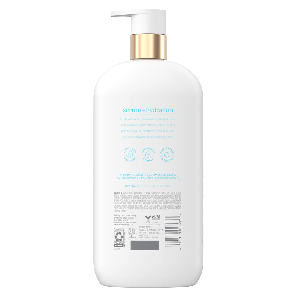 Dove Hydration Serum Body Wash 30 fl oz back view