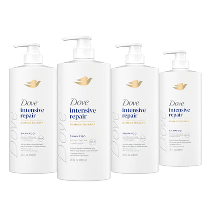 Dove Intensive Repair Shampoo 4 Pack front view with 28 Fl Oz bottles