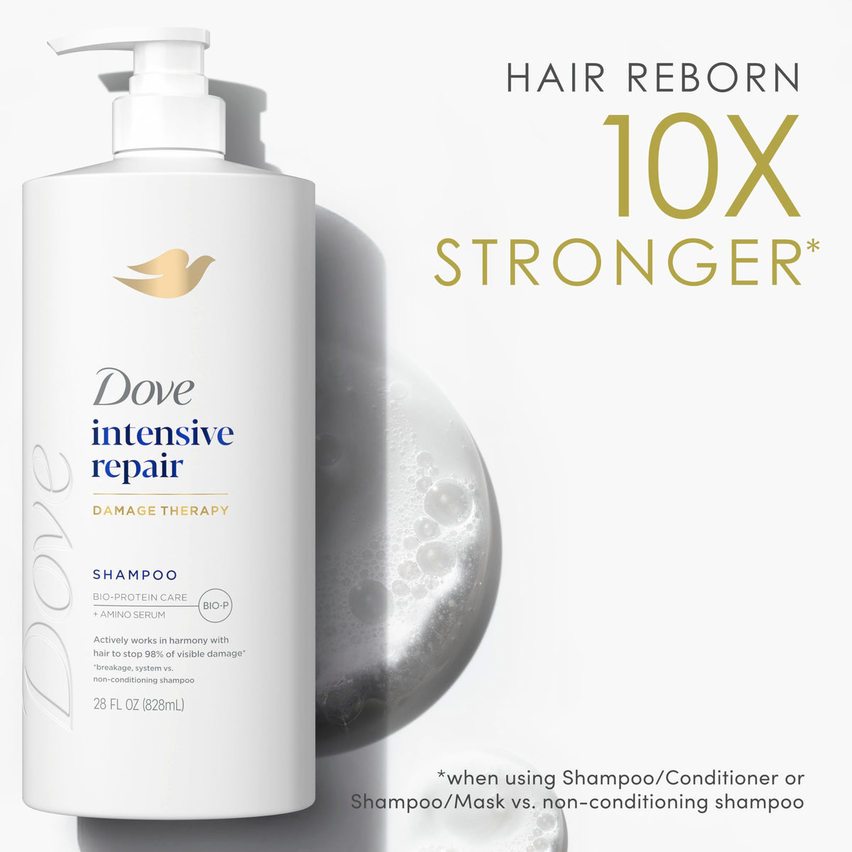 Dove Intensive Repair Shampoo application on wet hair