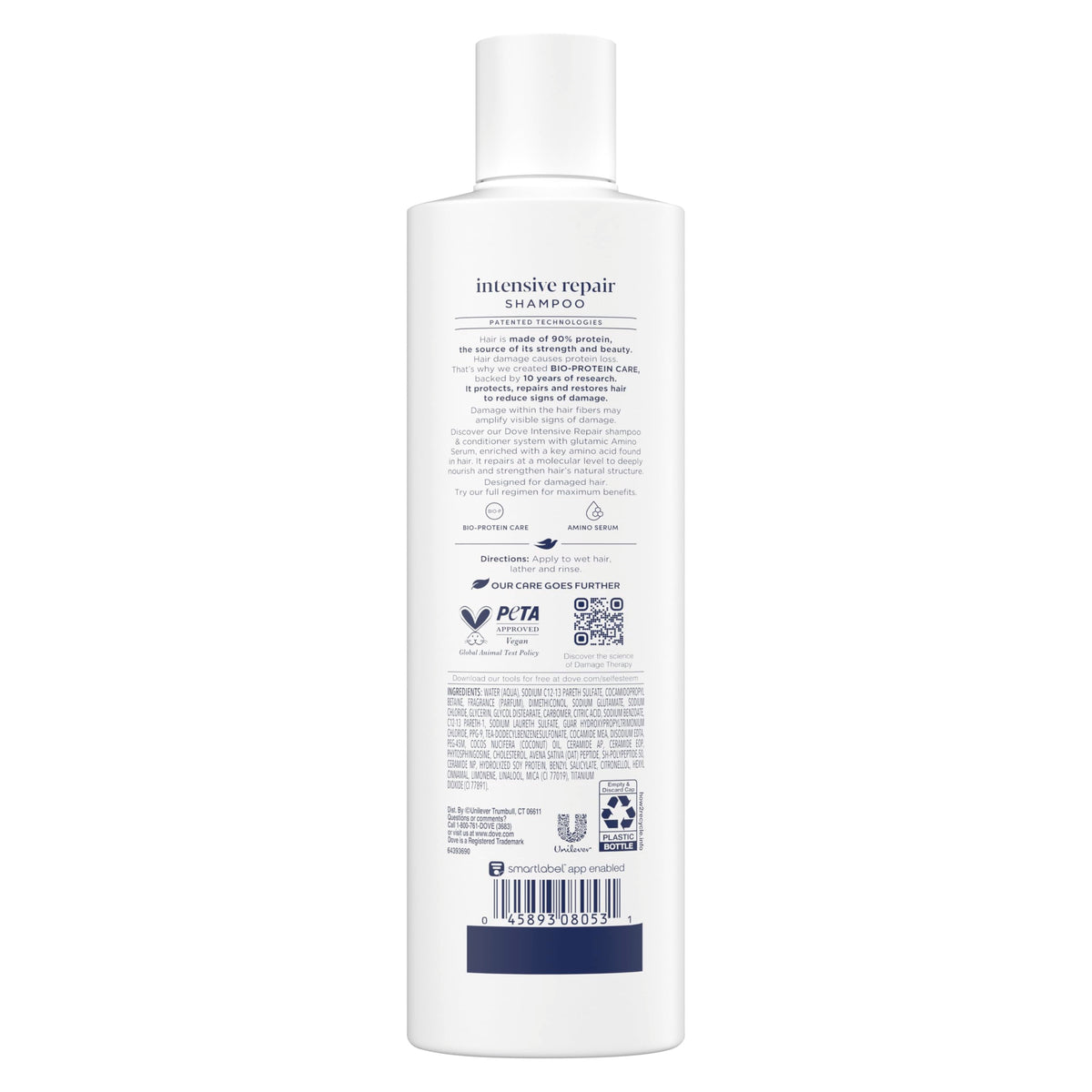 Dove Intensive Repair Shampoo bottle with 12 Fl Oz capacity