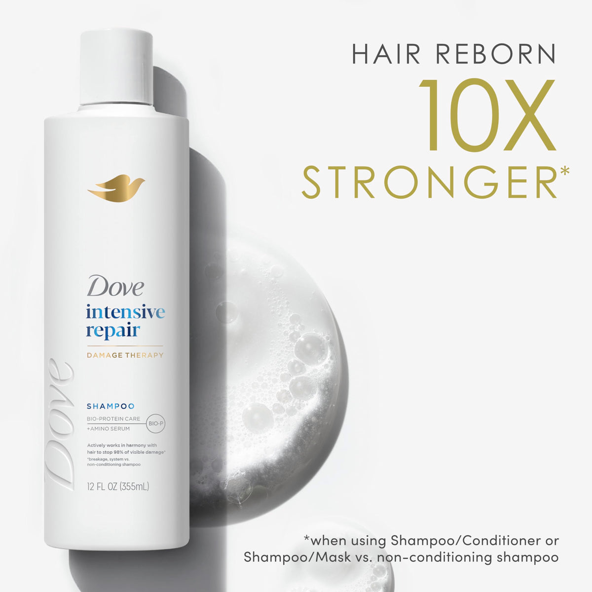 Dove Intensive Repair Shampoo lathering in hands