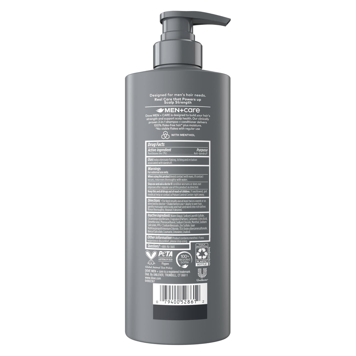DOVE MEN + CARE 2-in-1 Shampoo + Conditioner Dandruff Defense back view