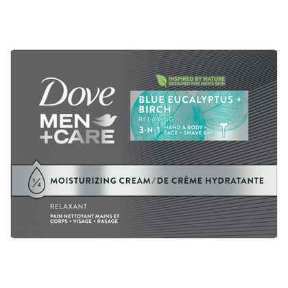 DOVE MEN + CARE 3-in-1 Cleanser Bar Blue Eucalyptus front view