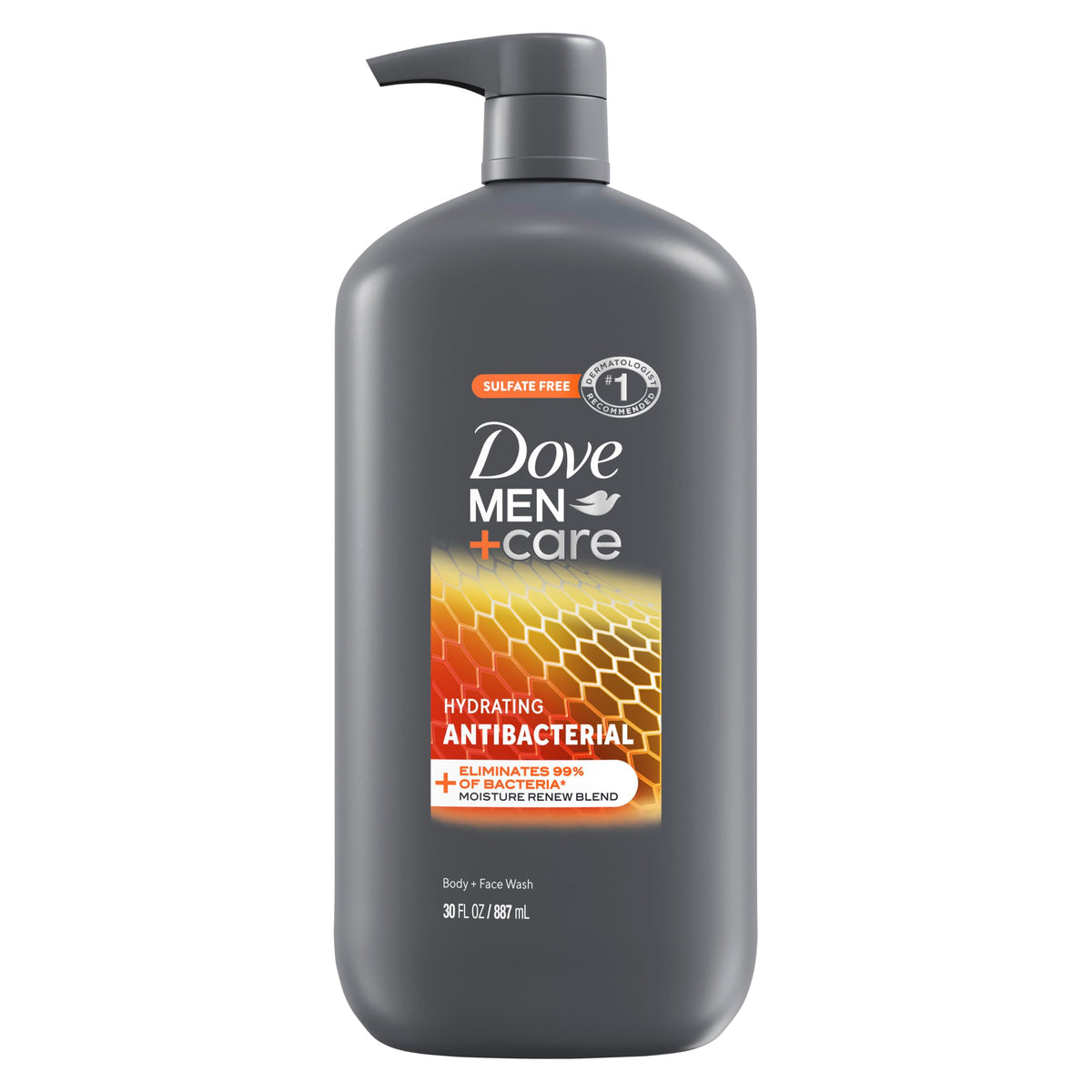 DOVE MEN + CARE Antibacterial Body + Face Wash 30 oz front view