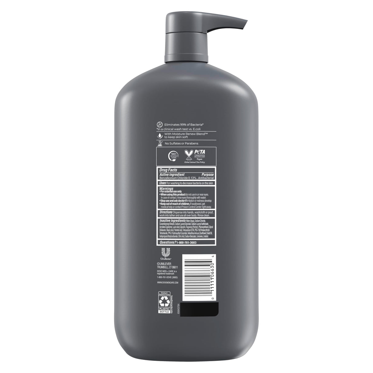 DOVE MEN + CARE Antibacterial Body + Face Wash 30 oz pump close-up