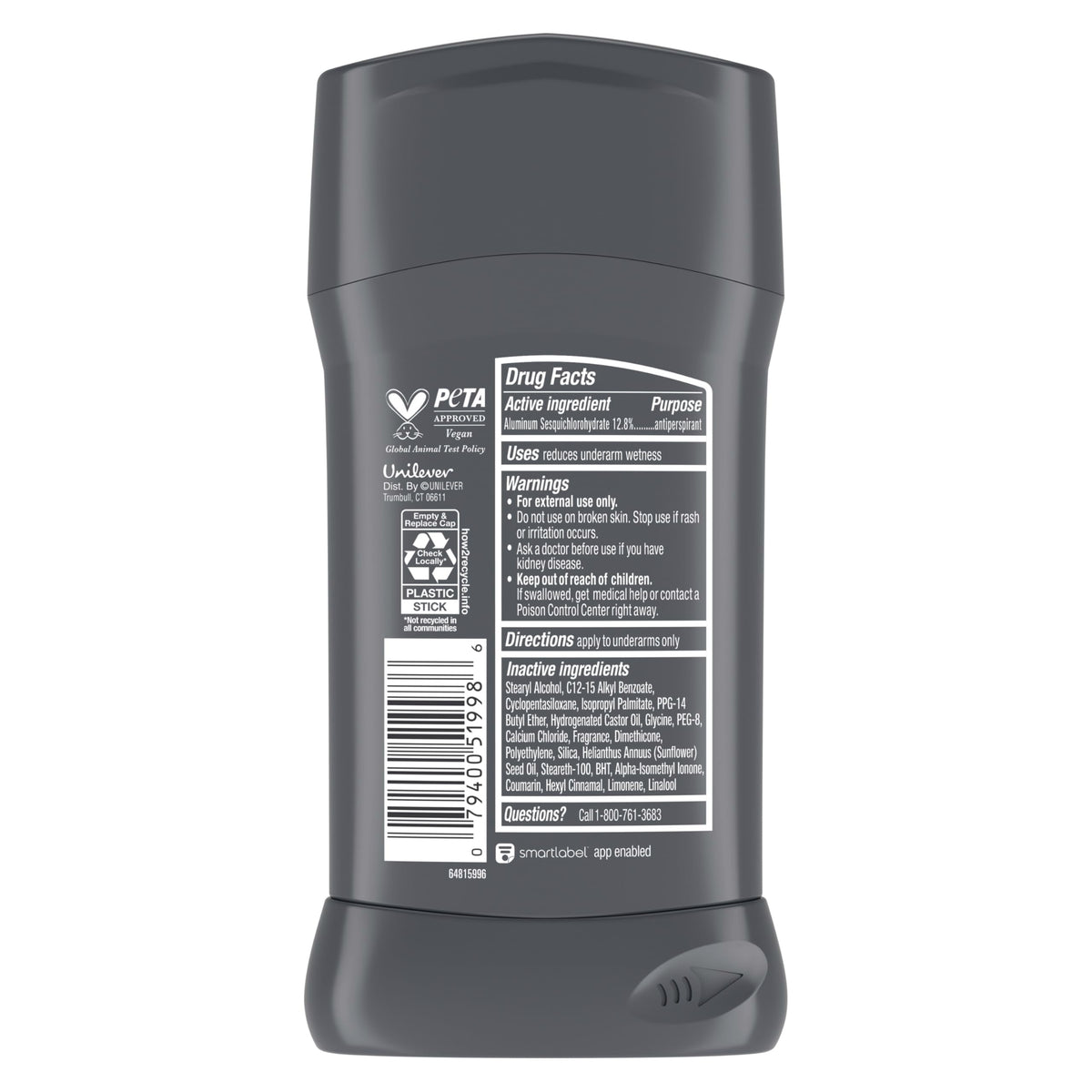 DOVE MEN + CARE Antiperspirant Deodorant Rustic Sandalwood stick side view