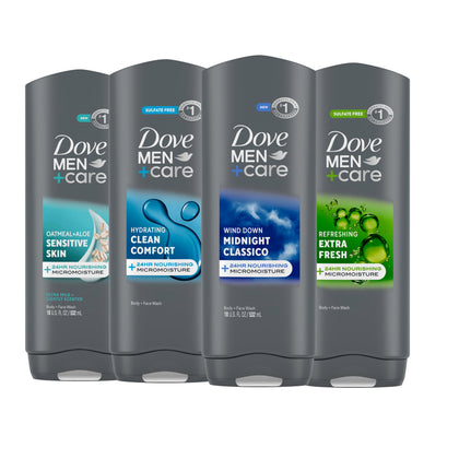 DOVE MEN + CARE Body Wash 4 count pack front view