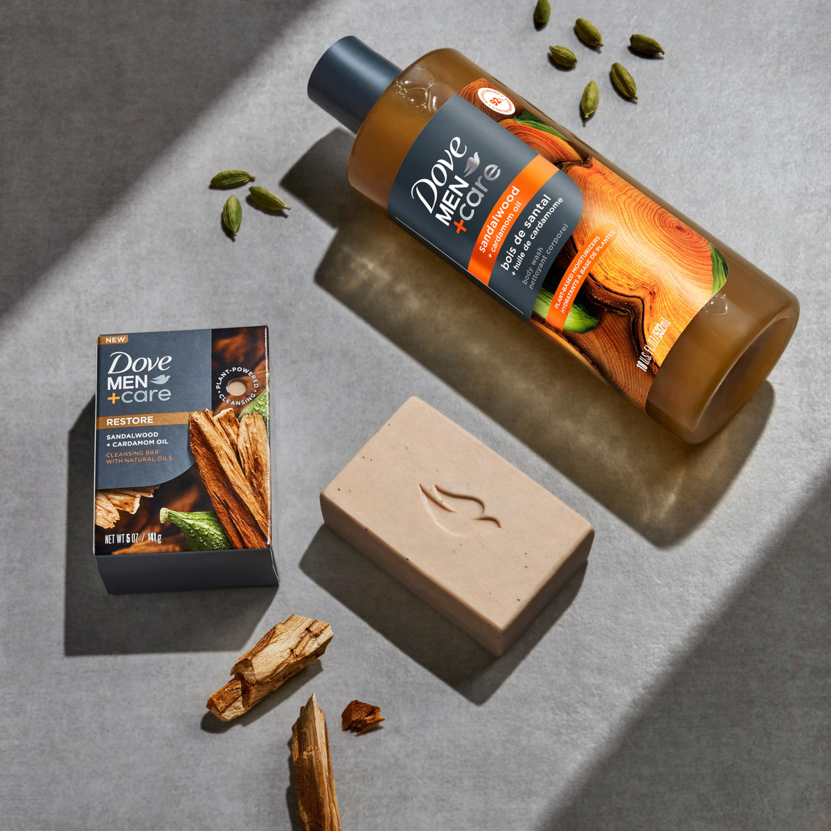 DOVE MEN + CARE body wash lather in shower