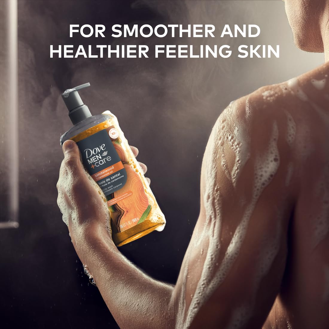 DOVE MEN + CARE body wash pump cap close-up