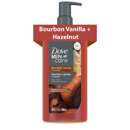 DOVE MEN + CARE Bourbon Vanilla + Hazelnut Body Wash 26oz front view