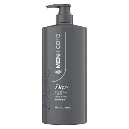DOVE MEN + CARE Charcoal + Clay 2-in-1 Shampoo front view 28 Fl oz