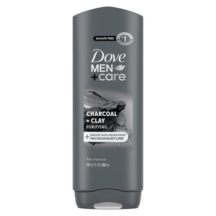DOVE MEN + CARE Charcoal + Clay Body Wash 4 Count front view