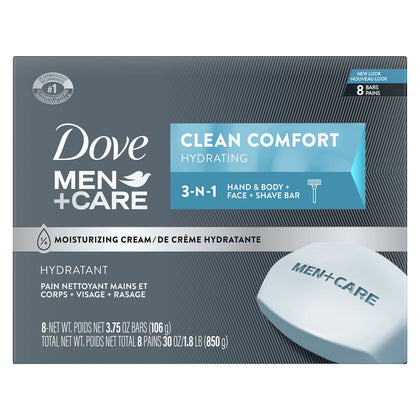 DOVE MEN + CARE Clean Comfort Body and Face Bar pack front view