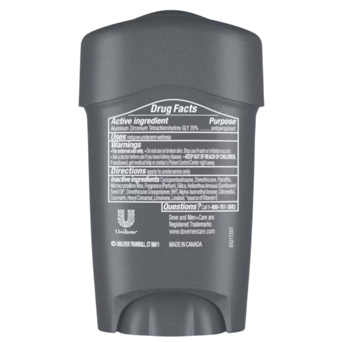 DOVE MEN + CARE Clinical Protection Antiperspirant packaging side view