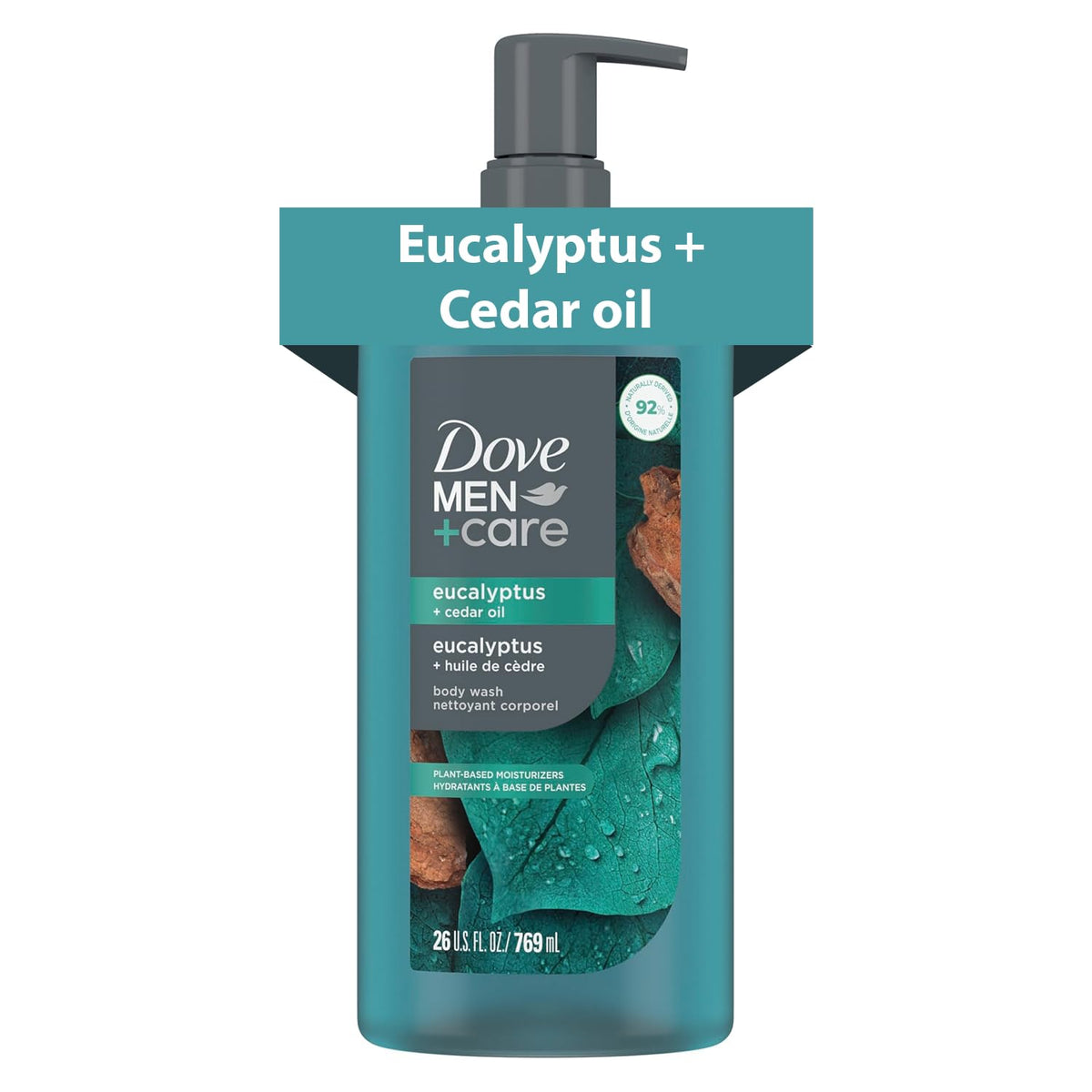 DOVE MEN + CARE Eucalyptus & Cedar Oil Body Wash 26oz front view