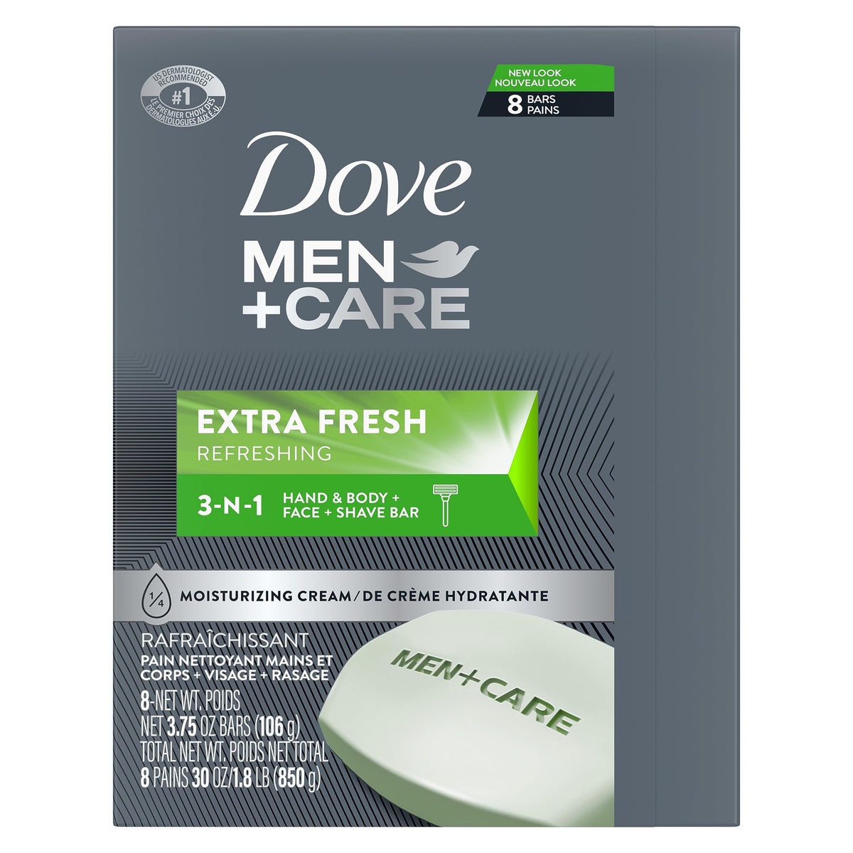 DOVE MEN + CARE Extra Fresh Bar close-up showing texture