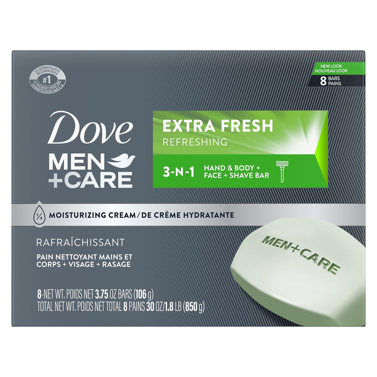 DOVE MEN + CARE Extra Fresh Body and Face Bar pack of 8