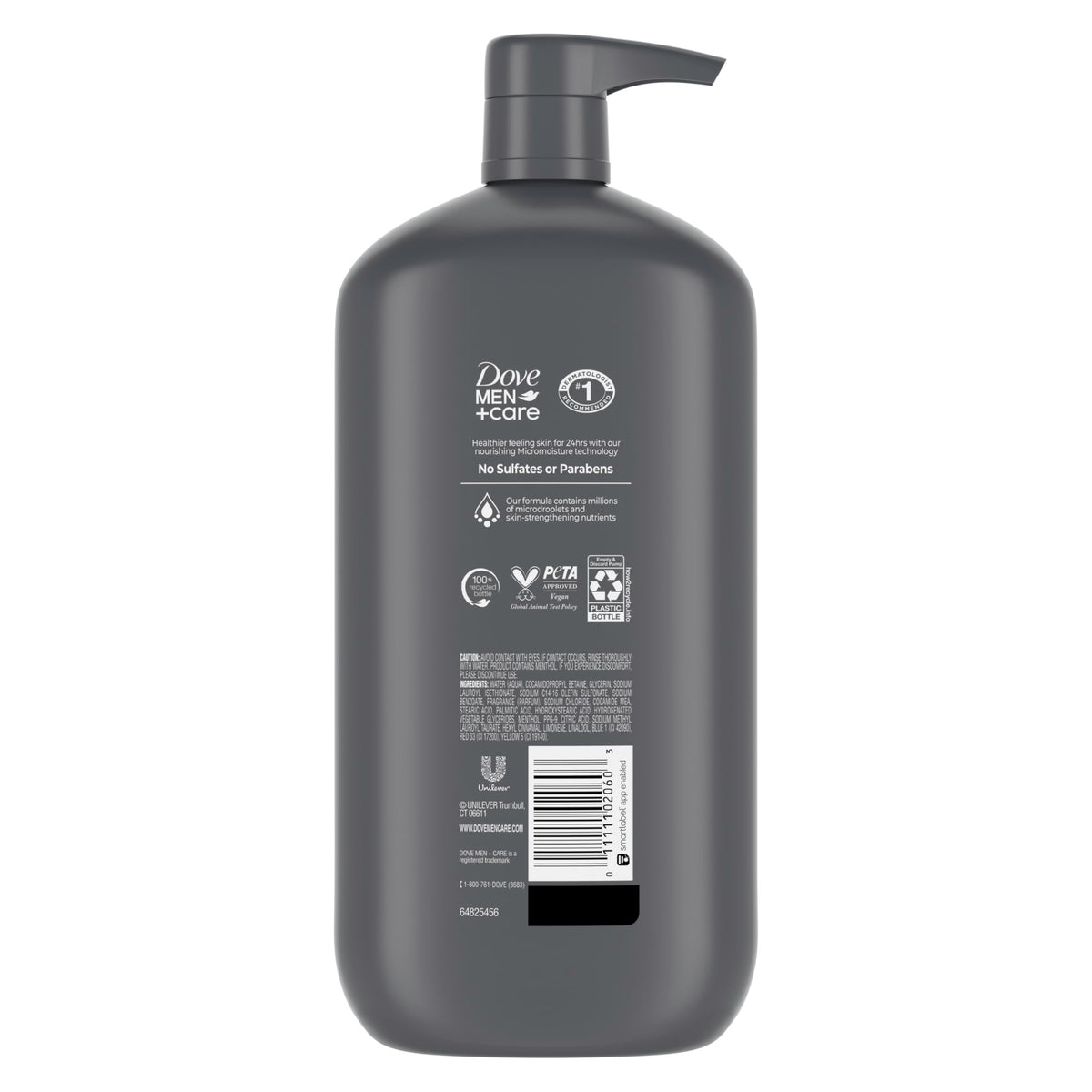 DOVE MEN + CARE Extra Fresh Body Wash 30 oz back view