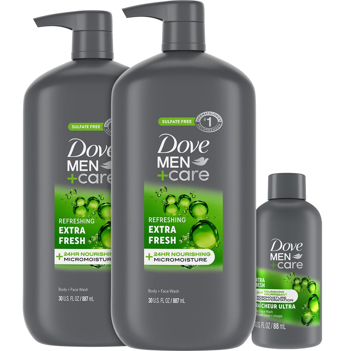 Dove Men+Care Extra Fresh body wash 30 oz bottle front view