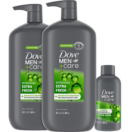 Dove Men+Care Extra Fresh body wash 30 oz bottle front view