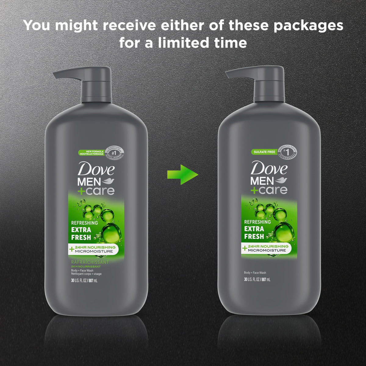 DOVE MEN + CARE Extra Fresh Body Wash 30 oz side view