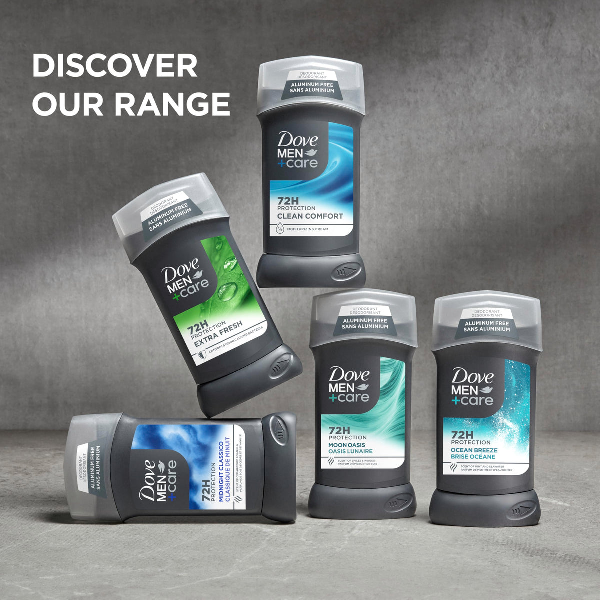 DOVE MEN + CARE Extra Fresh Deodorant Stick side view showing stick