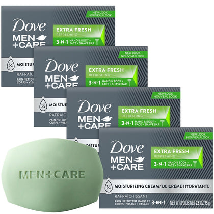 Dove Men+Care Extra Fresh Soap Bar 4-Pack front view