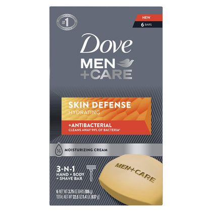 DOVE MEN + CARE Skin Defense Soap Bar front view, 3.75 oz