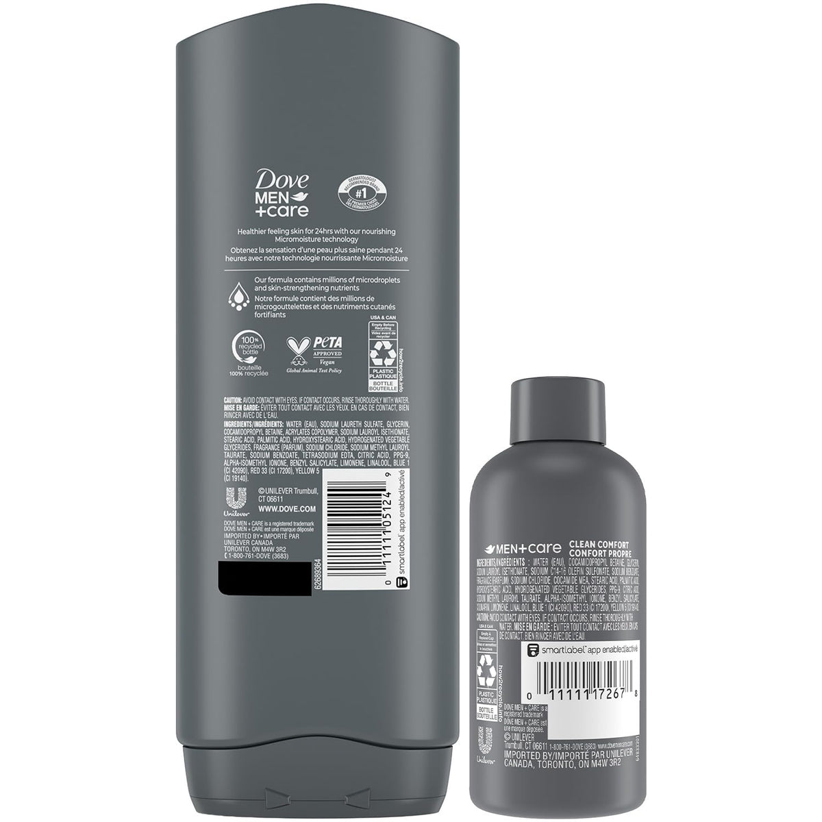 Dove Men+Care Travel-Size Body Wash with lemon scent