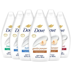 Dove Moisturizing Body Wash 6-Pack front view with assorted scents
