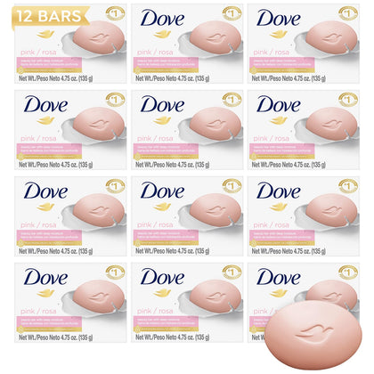 Dove Pink Beauty Bar 12-Pack, front view with packaging